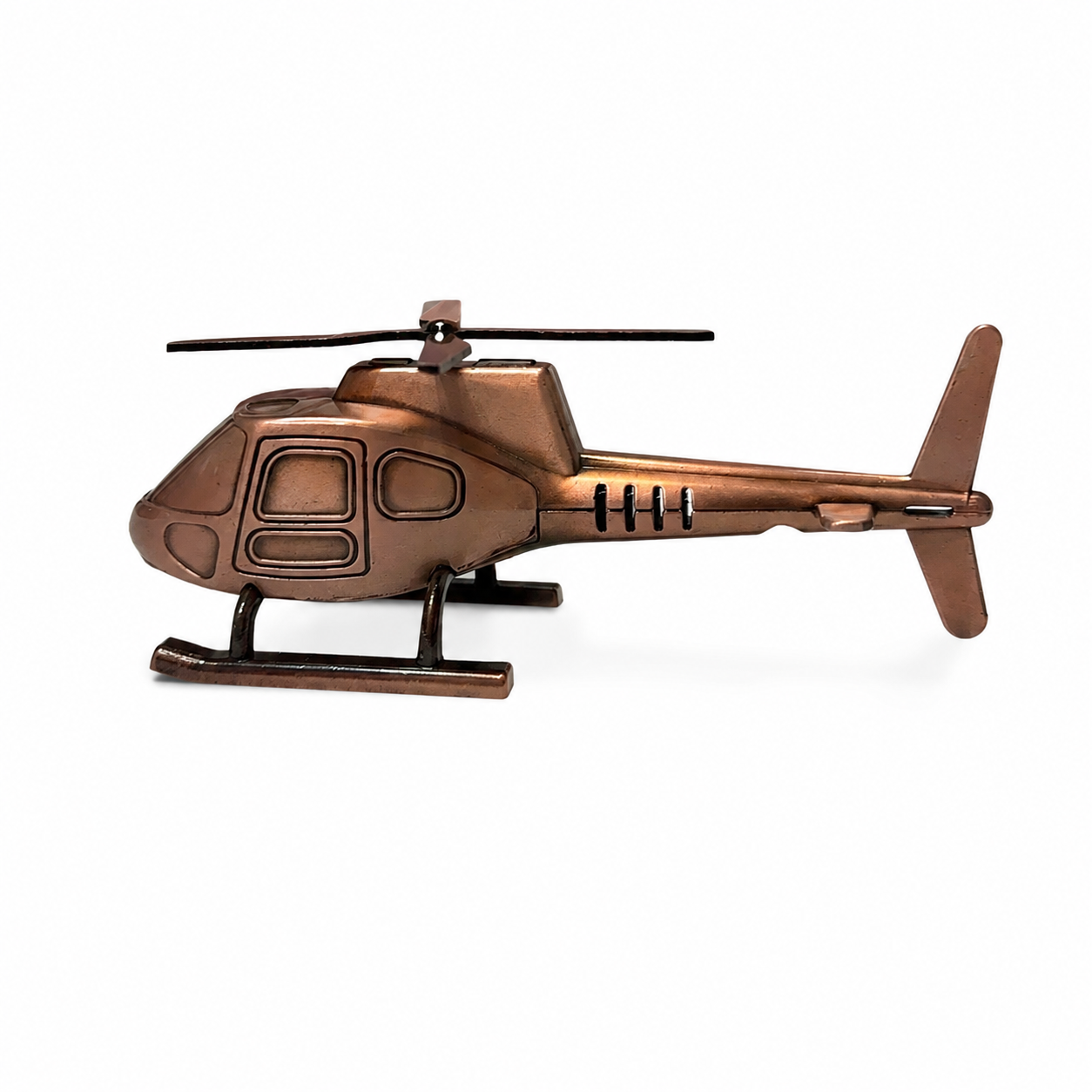 Miniatură Elicopter Metalic Decorativ, Culoare Bronz Antichizat, Figurină Colecție, Cadou pentru Pasionații de Aviație