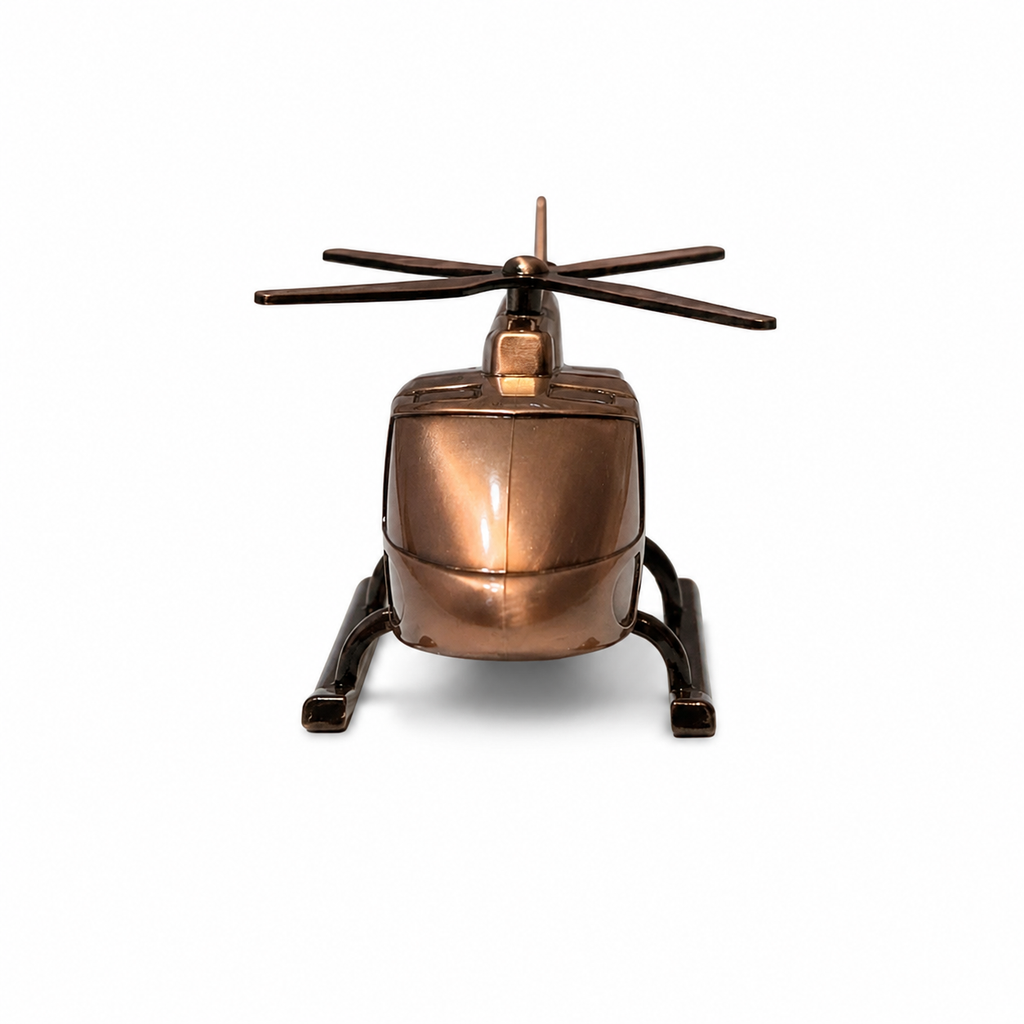 Miniatură Elicopter Metalic Decorativ, Culoare Bronz Antichizat, Figurină Colecție, Cadou pentru Pasionații de Aviație