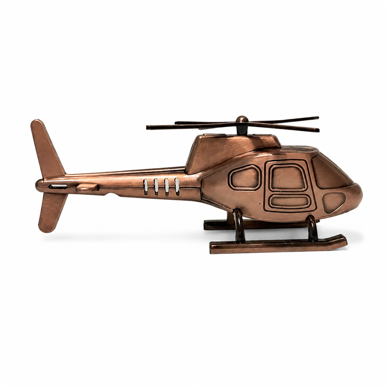 Miniatură Elicopter Metalic Decorativ, Culoare Bronz Antichizat, Figurină Colecție, Cadou pentru Pasionații de Aviație