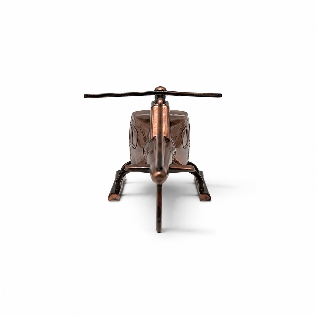 Miniatură Elicopter Metalic Decorativ, Culoare Bronz Antichizat, Figurină Colecție, Cadou pentru Pasionații de Aviație