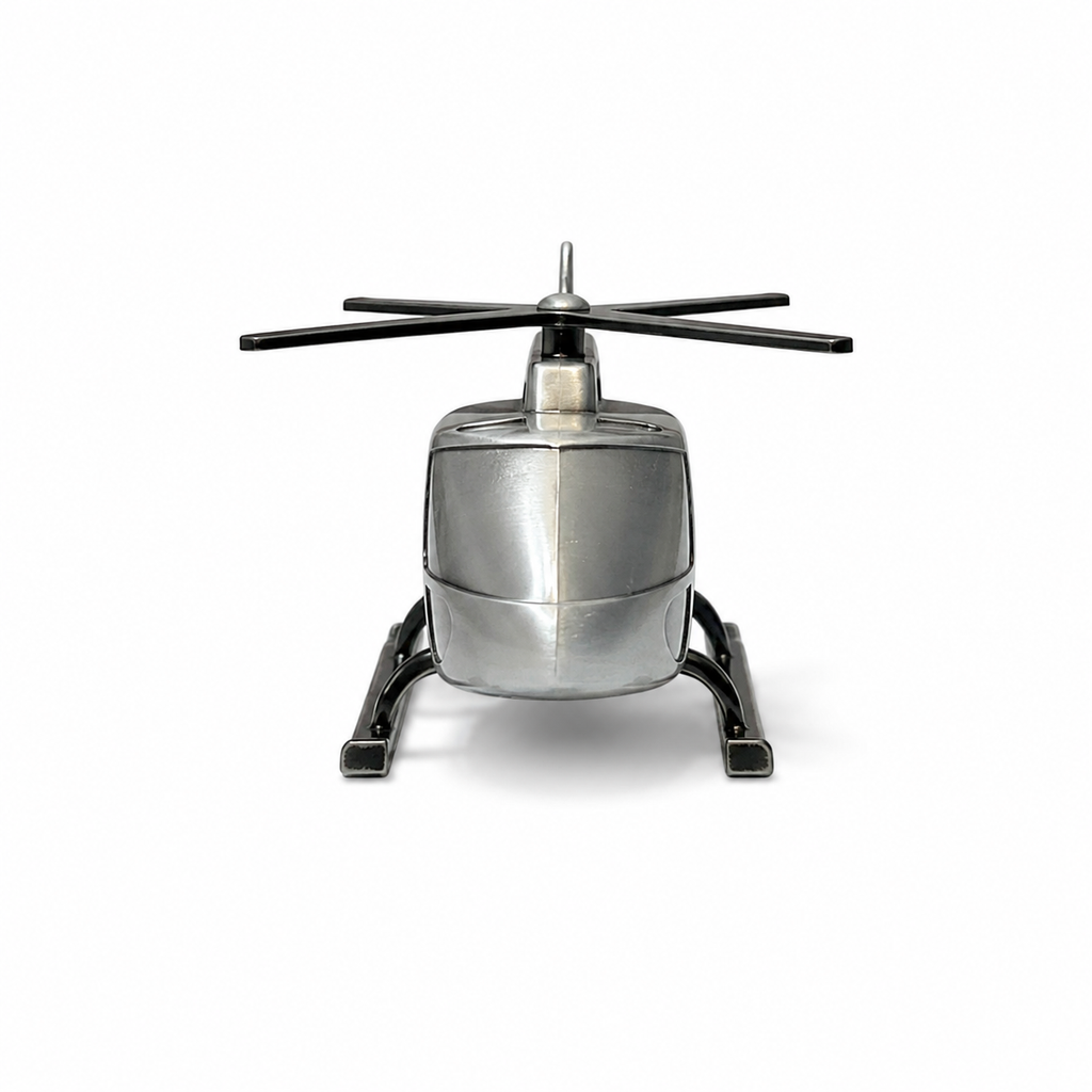 Miniatură Elicopter Metalic Argintiu – Figurină Decorativă din Metal, Suvenir, Cadou pentru Pasionații de Aviație