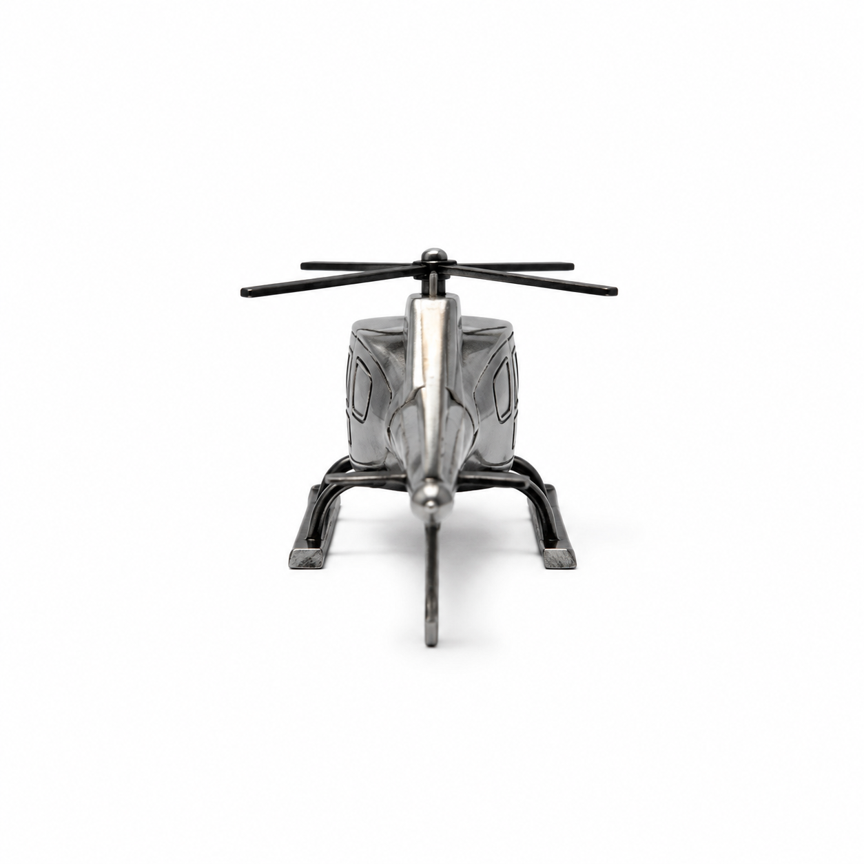 Miniatură Elicopter Metalic Argintiu – Figurină Decorativă din Metal, Suvenir, Cadou pentru Pasionații de Aviație