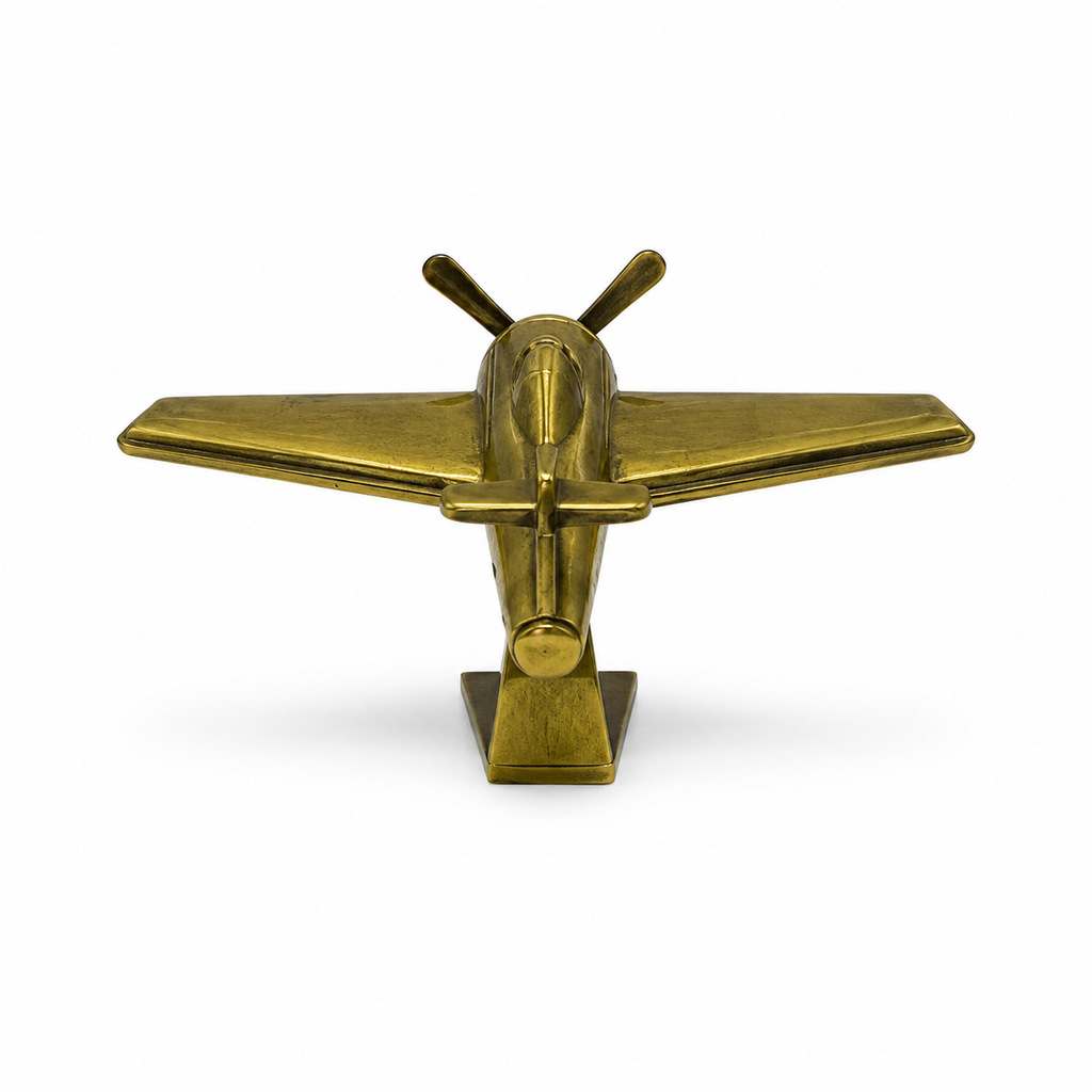 Miniatură Avion Metalic Argintiu cu Elice – Figurină Decorativă din Metal, Suvenir Aviație, Cadou pentru Colecționari