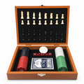 Set Jocuri de Societate 2 în 1 – Șah și Poker, Cutie din Lemn cu Tablă de Joc, Piese, Jetoane, Cărți și Zaruri
