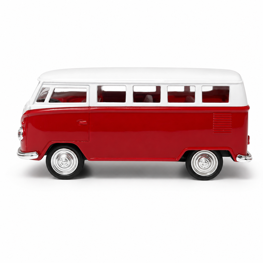 Machetă Auto Microbuz Retro Die-Cast, Scara 1:32, Metal, Uși Mobile și Funcție Pull-Back, 3+ Ani