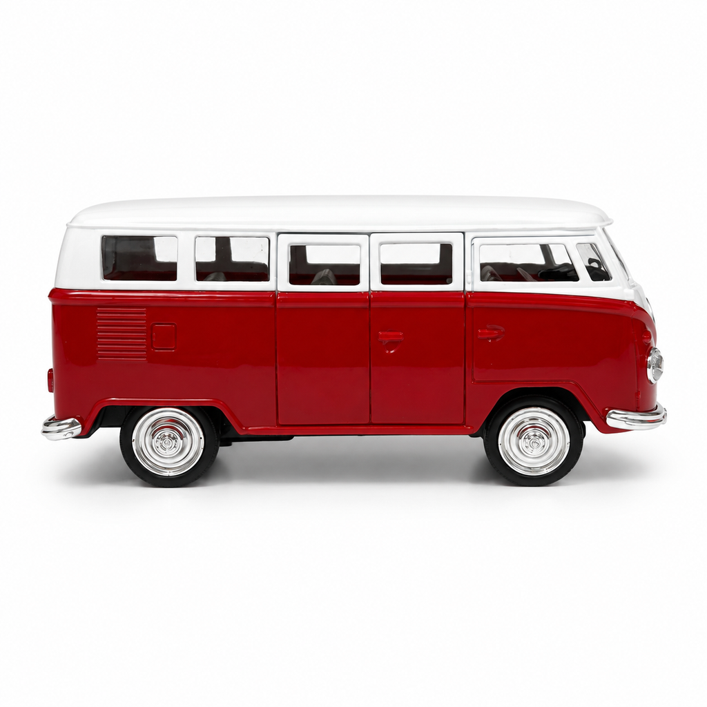 Machetă Auto Microbuz Retro Die-Cast, Scara 1:32, Metal, Uși Mobile și Funcție Pull-Back, 3+ Ani
