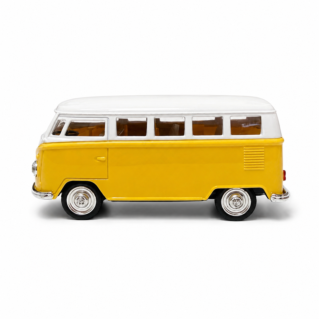Machetă Auto Microbuz Retro Die-Cast, Scara 1:32, Metal, Uși Mobile și Funcție Pull-Back, 3+ Ani