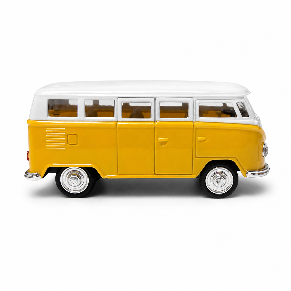 Machetă Auto Microbuz Retro Die-Cast, Scara 1:32, Metal, Uși Mobile și Funcție Pull-Back, 3+ Ani