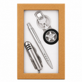 Set Cadou Premium cu Briceag Multifuncțional, Pix Metalic și Breloc Auto – Cadou Elegant pentru Bărbați în Cutie de Prezentare