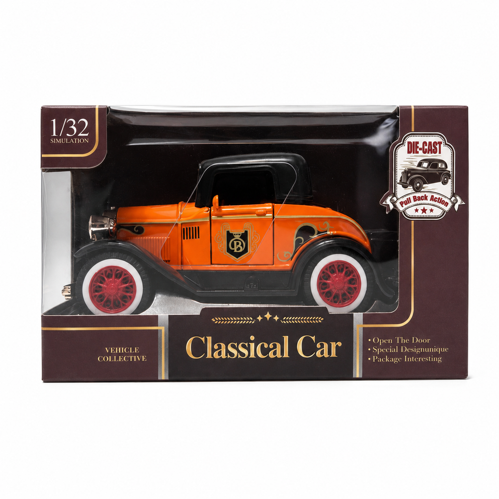 Machetă Auto Clasică 1:32 Die-Cast cu Funcție Pull-Back și Uși Mobile – Mașinuță de Colecție