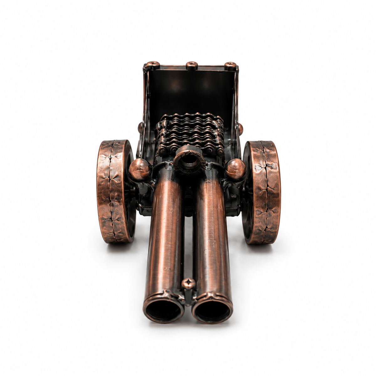 Tun Decorativ Vintage din Metal, Model Miniatural cu Roți, Stil Steampunk, Ornament pentru Birou și Colecție