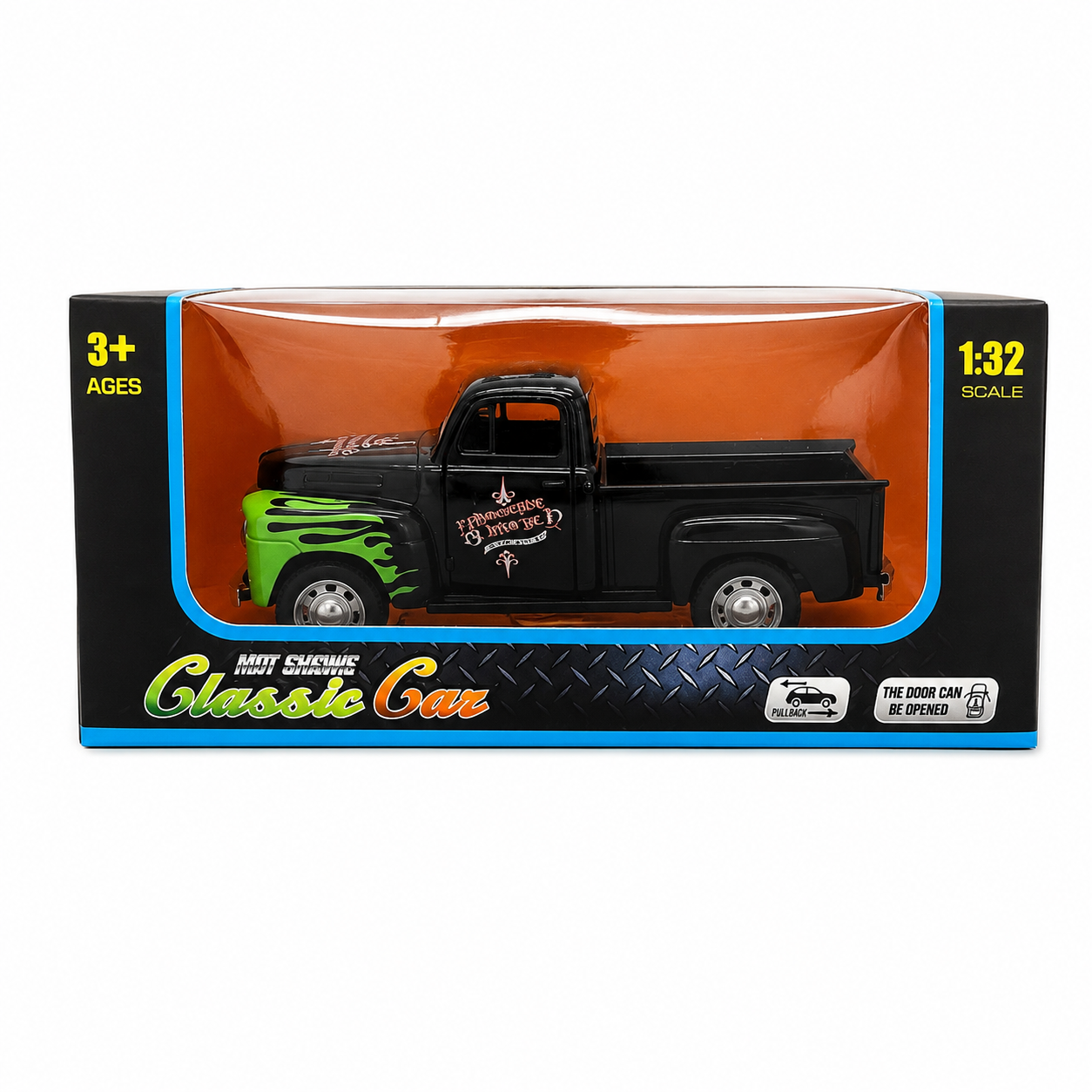 Machetă Auto Pickup Retro 1:32, Metalică, Sistem Pull-Back, Uși Mobile, pentru Copii și Colecționari