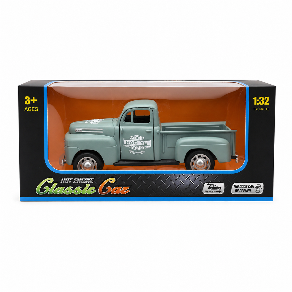 Machetă Auto Pickup Retro 1:32, Metalică, Sistem Pull-Back, Uși Mobile, pentru Copii și Colecționari
