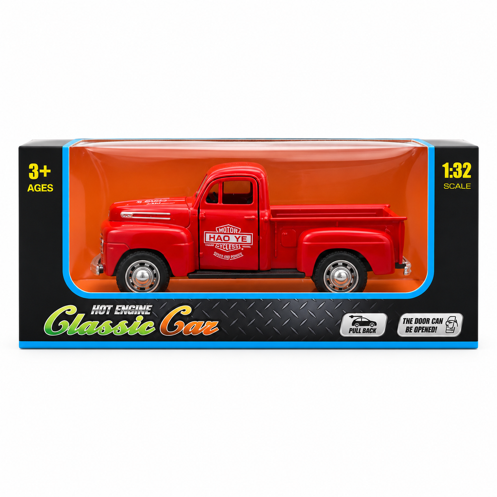 Machetă Auto Pickup Retro 1:32, Metalică, Sistem Pull-Back, Uși Mobile, pentru Copii și Colecționari