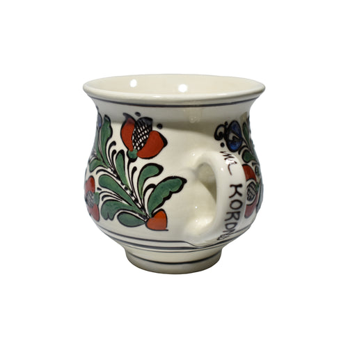 Cană ceramică tradițională de Corund, decor floral autentic, lucrată manual, 300 ml