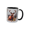 Cană ceramică România cu design cerb și peisaj montan, interior negru, cadou original, 300 ml