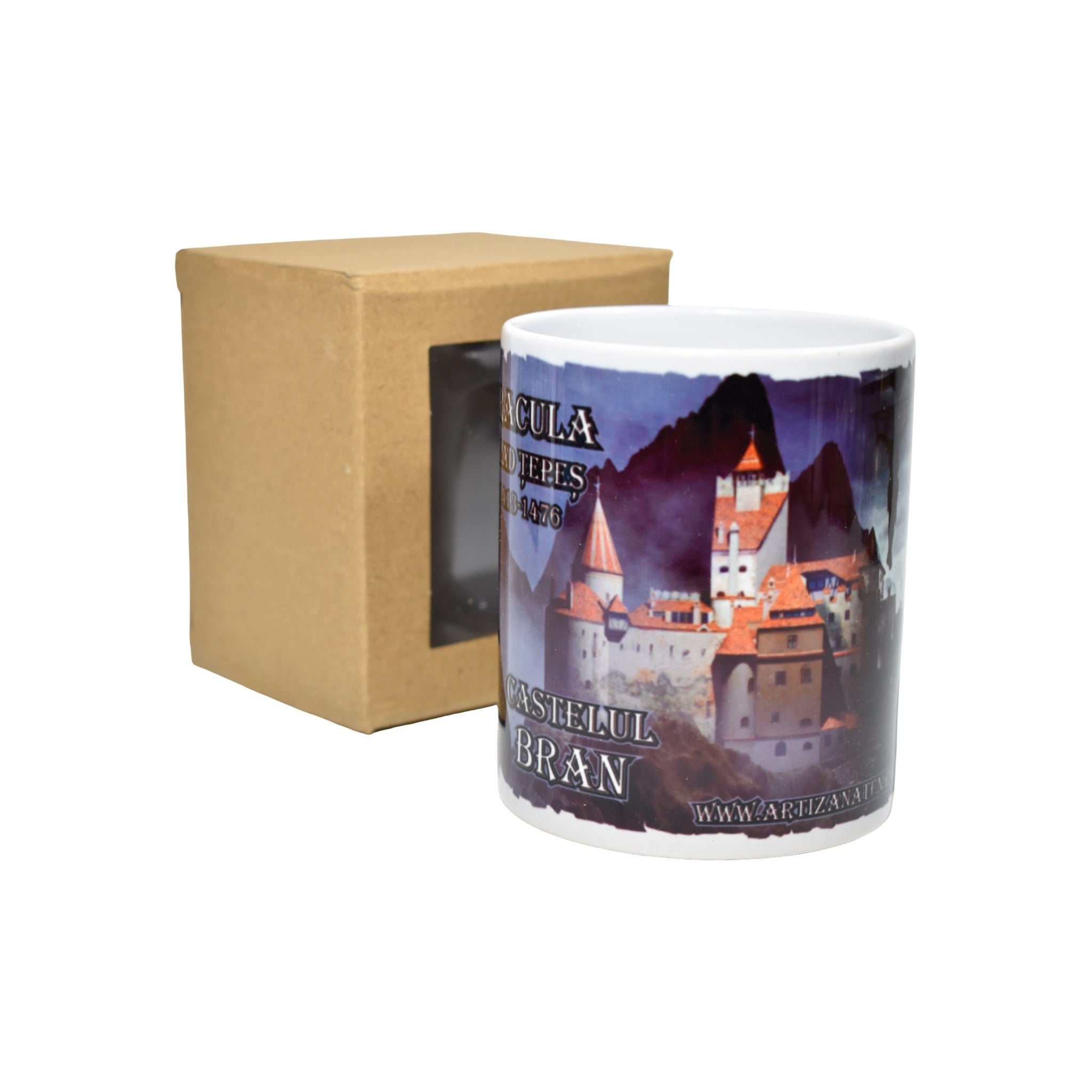 Cană ceramică Dracula Vlad Țepeș, Castelul Bran, suvenir România, 300 ml, cadou original