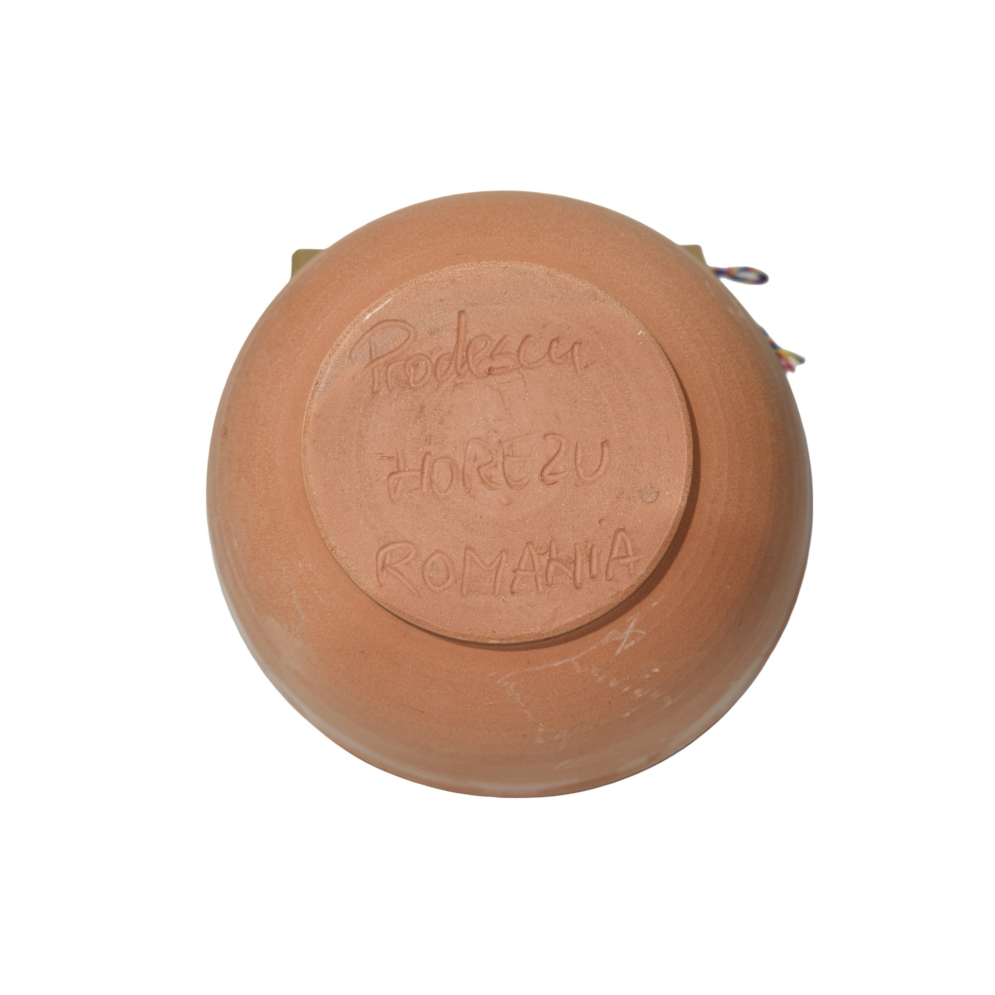 Bol ceramic de Horezu autentic, 19 cm, lucrat manual, model tradițional radial, cu cutie cadou