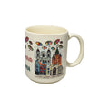 Cană ceramică Timișoara România, 300 ml, model umbrele colorate, suvenir, alb