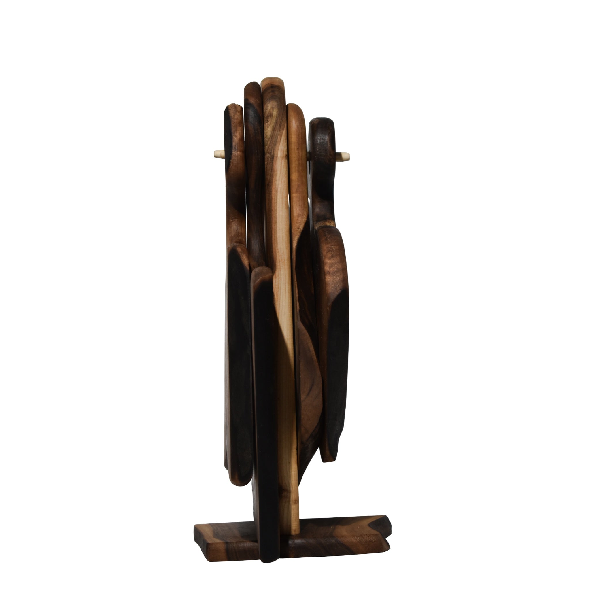 Set tocătoare lemn masiv cu suport, handmade, design artistic, bucătărie rustică, decor și funcțional