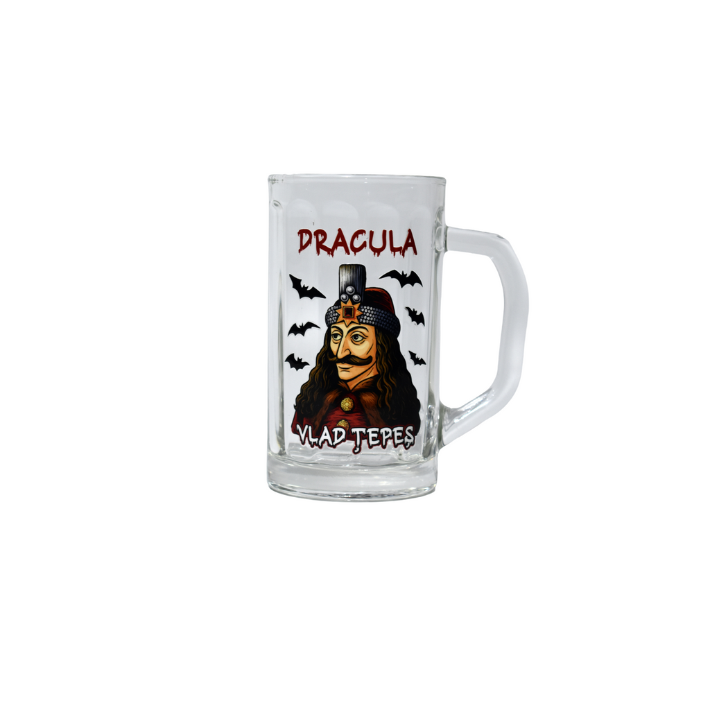 Halbă bere Dracula Vlad Țepeș 500 ml din sticlă – cană cu design gotic original