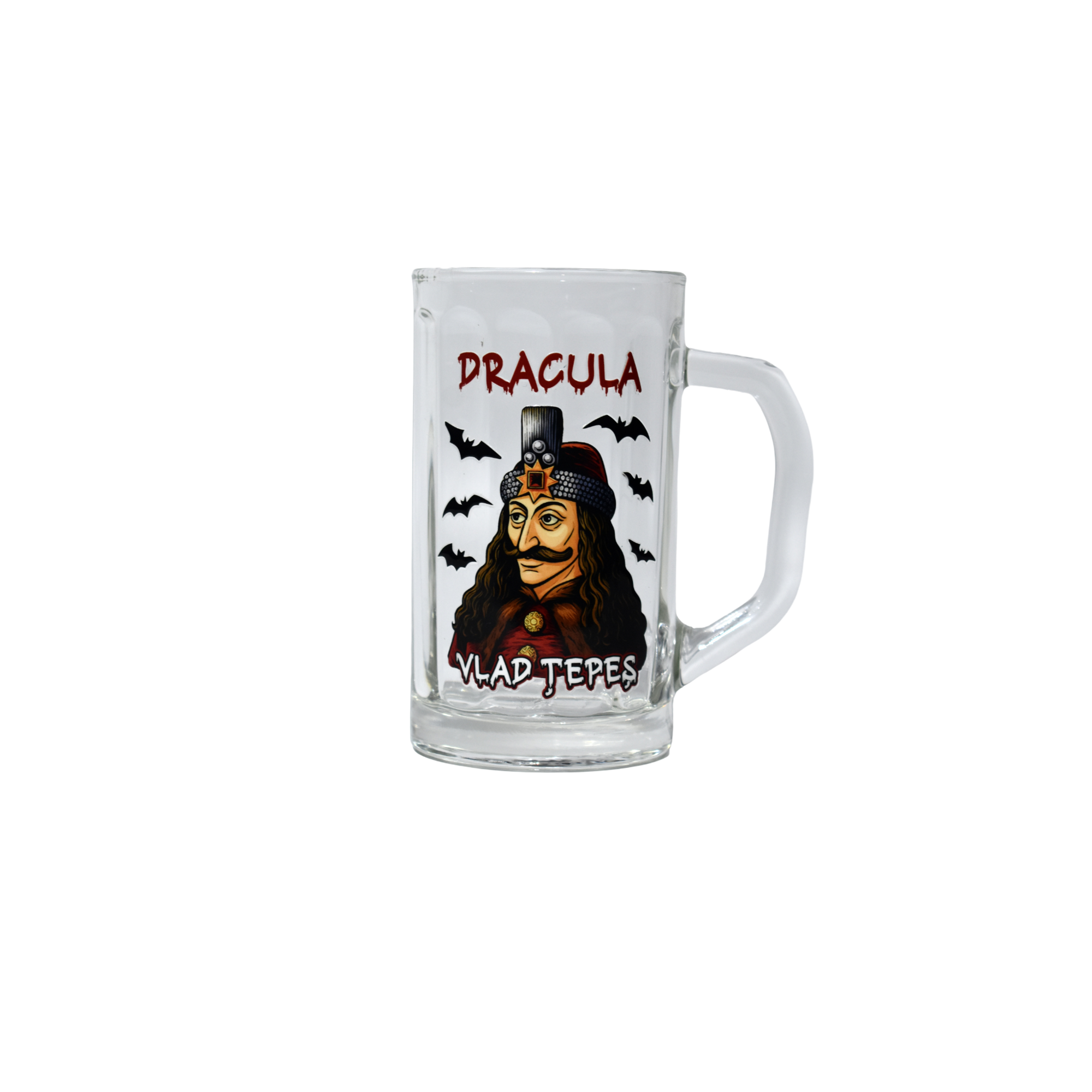 Halbă bere Dracula Vlad Țepeș 500 ml din sticlă – cană cu design gotic original
