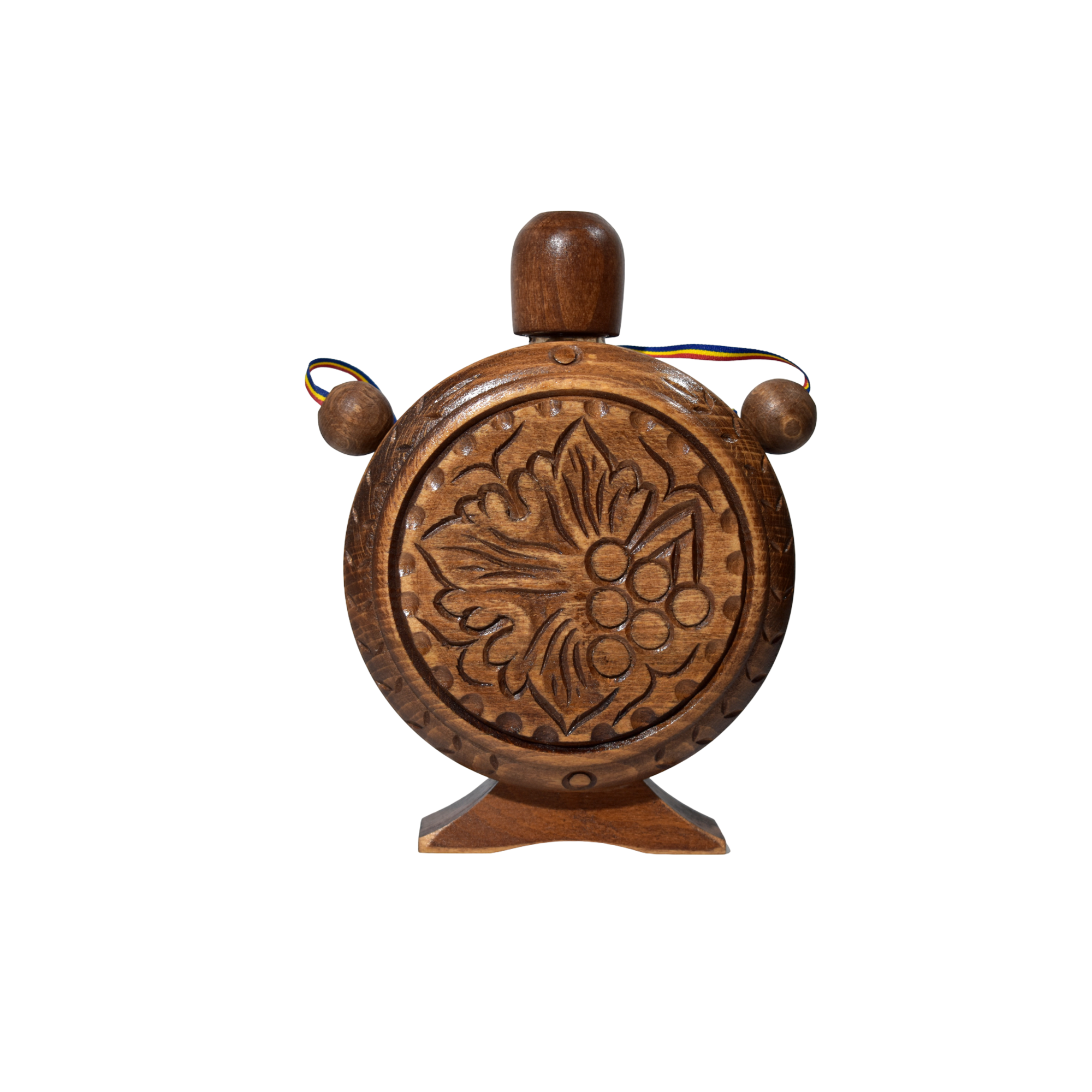 Ploscă din lemn sculptată România – ploscă tradițională decorativă