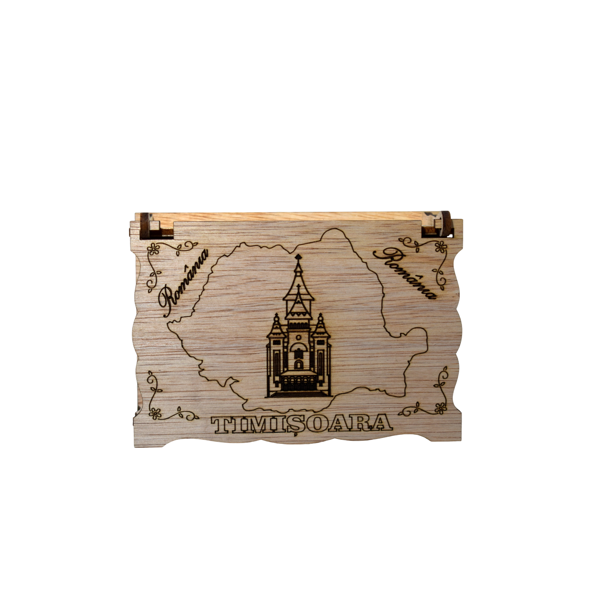 Set cadou Pupăcioși din lemn în cutie decorativă – suvenir tradițional românesc Timișoara