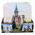 Set Suporturi Pahare Timișoara din Lemn cu Suport, Design Turistic Color, 6 Bucăți, Suvenir România