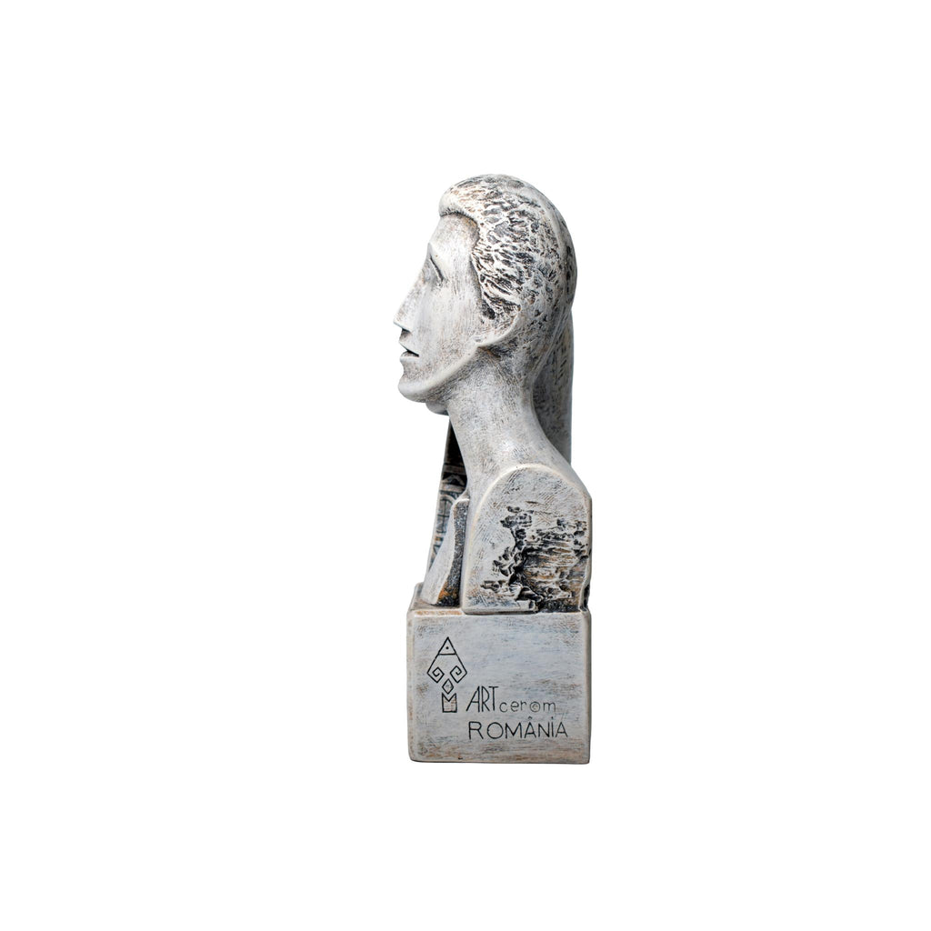 Statuetă decorativă „Împreună” alb antichizat, cuplu stilizat, decor elegant modern, cadou romantic premium