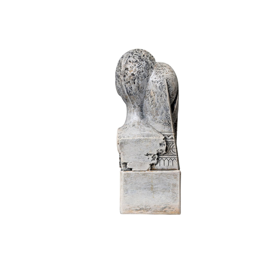 Statuetă decorativă „Împreună” alb antichizat, cuplu stilizat, decor elegant modern, cadou romantic premium